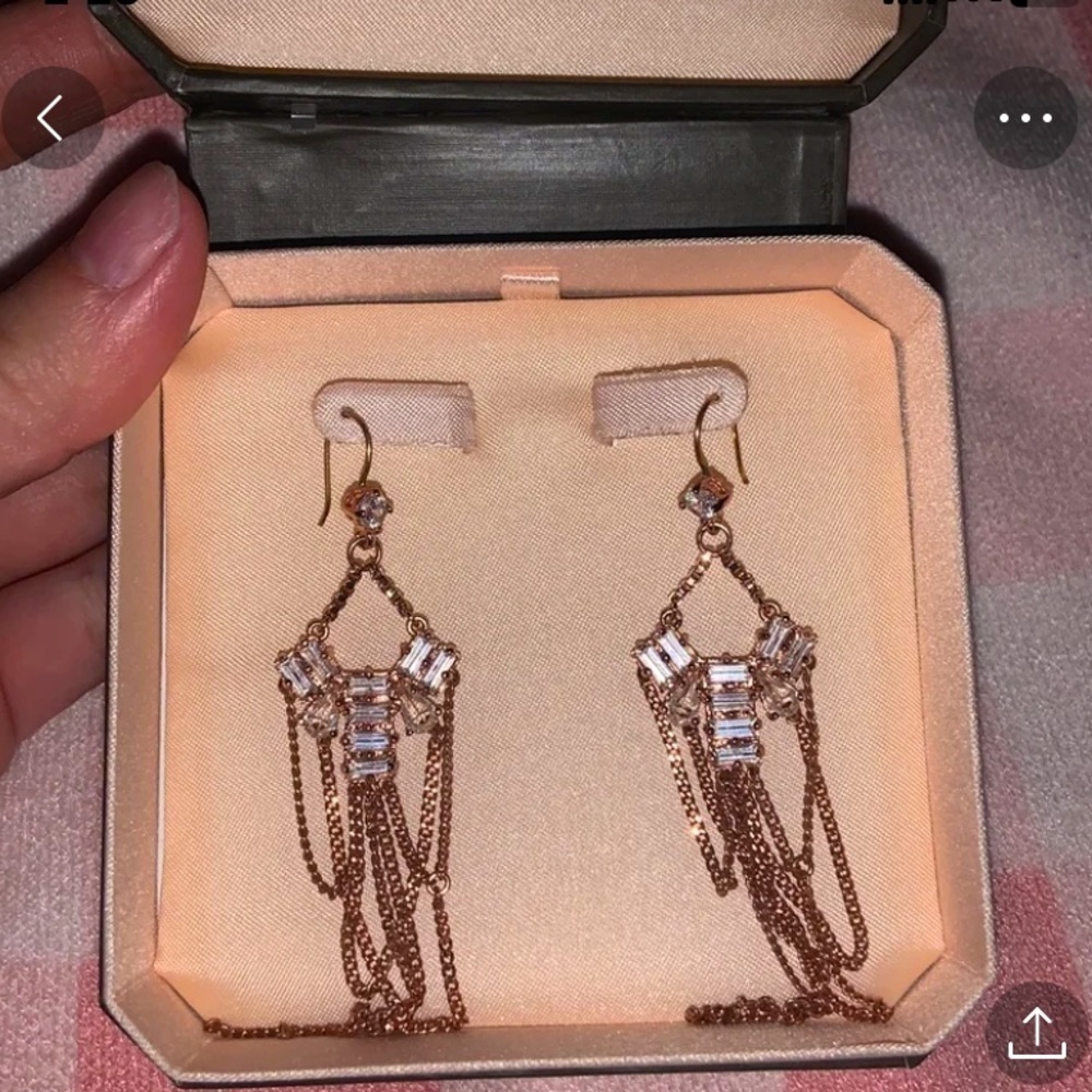 Juicy chandelier earrings rose gold boho casual fall light colored stones y2k